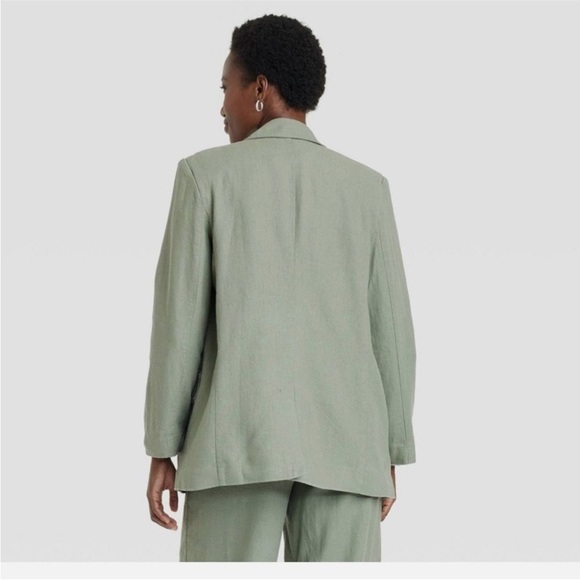 NWT A New Day Women's Linen Spring Blazer in Green - Picture 2 of 3